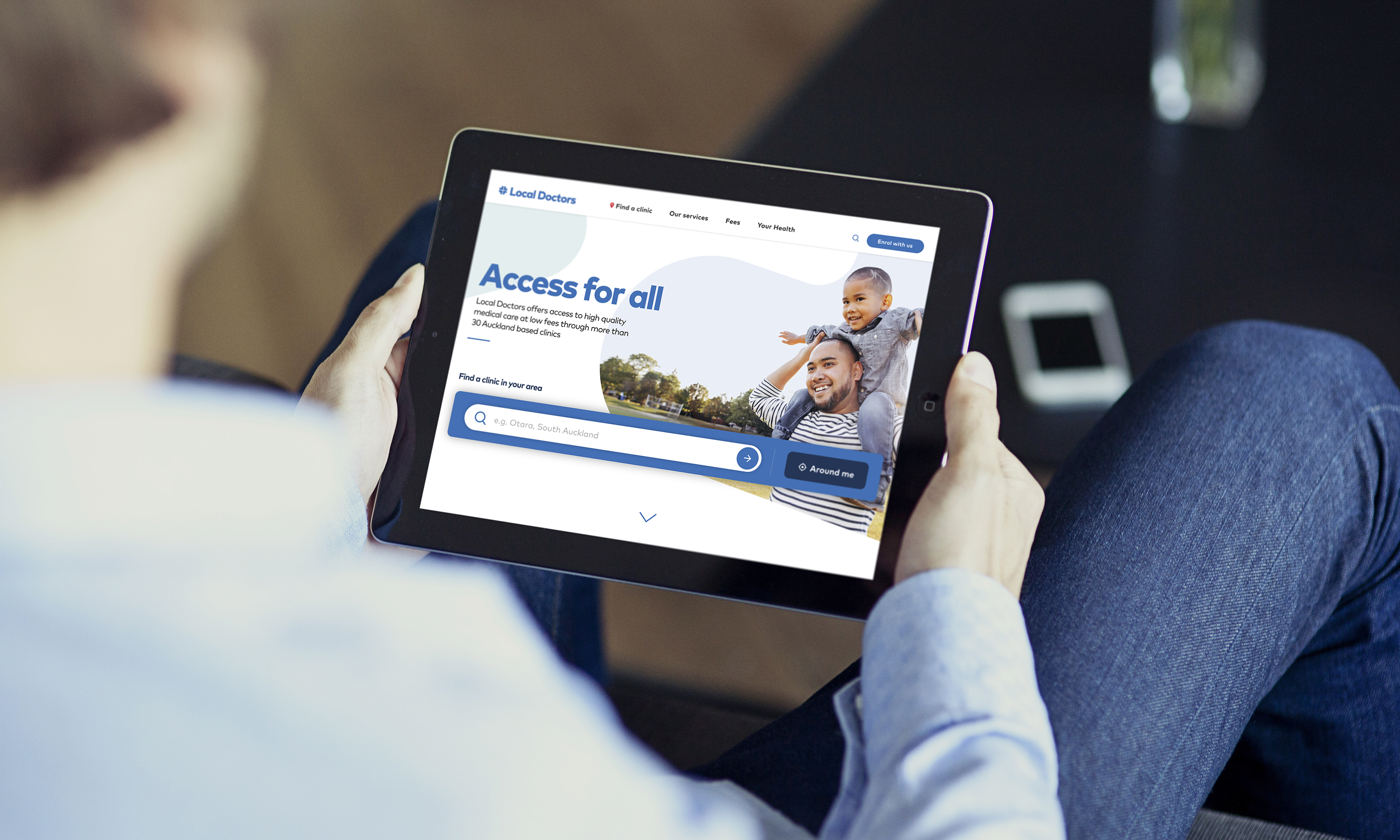 Tamaki Man Holding Ipad